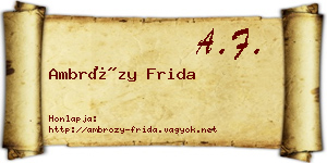 Ambrózy Frida névjegykártya